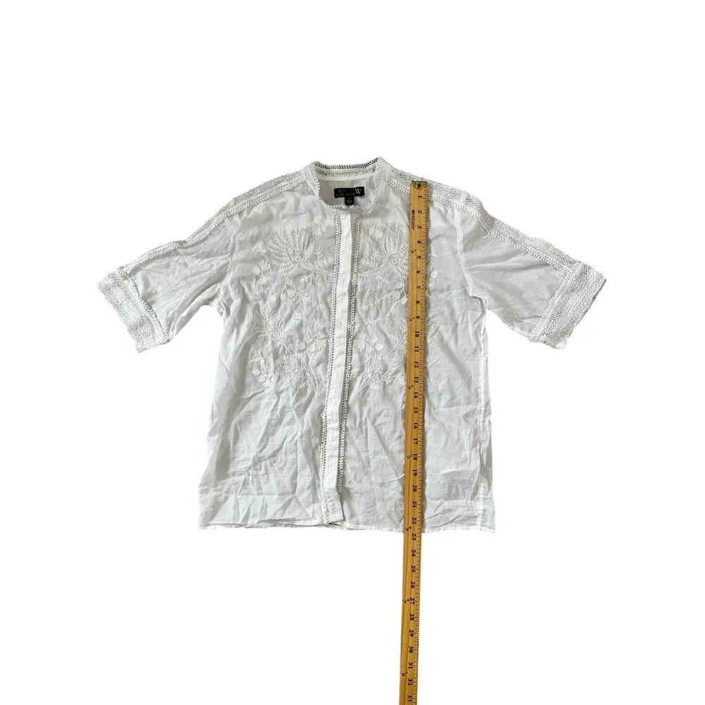 J.Crew Embroidered lace-trim button-up shirt White 2